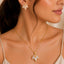 Gold Crystal Floral Jewelry Set, Bridal Necklace Earrings, Elegant Wedding Pendant