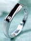 Men Sterling Silver Rhodium-Plated Cubic Zirconia Finger Ring