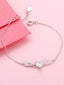 Silver-Plated 925 Sterling Silver Deer Heart Cubic Zirconia Link Bracelet