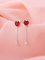 925 Sterling Silver Rhodium-Plated Heart Shaped Drop Earrings