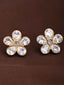 Stainless Steel Gold-Plated Stone Studded Floral Studs