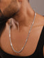 The Lifestyle Co. Men Silver-Toned Rhodium-Plated Byzantine Chain