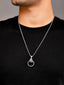 Men Silver-Toned Circular Pendant Necklace