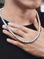 Unisex Silver-Plated Cubic Zirconia Studded Stainless Steel Minimal Chain