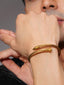 Men 18K Gold-Plated Twisted Cuff Waterproof Hypoallergenic Steel Bracelet