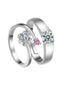 Set Of 2 Silver Plated Cubic Zirconia Studded Adjustable Couple Rings