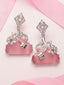 Silver-Plated AD Studded & Beaded Contemporary Drop Earrings