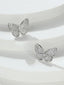 Platinum-Plated CZ Stone-Studded Butterfly Shaped Studs Earrings