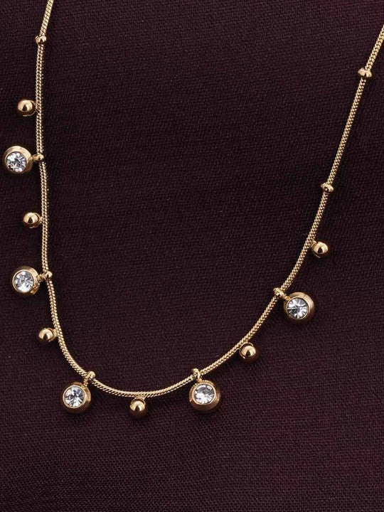 Gold-Plated Stainless Steel CZ-Stone Studded Anti-Tarnish Necklace Main image