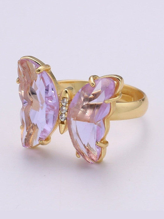 Gold-Plated Crystals-Studded Finger Ring