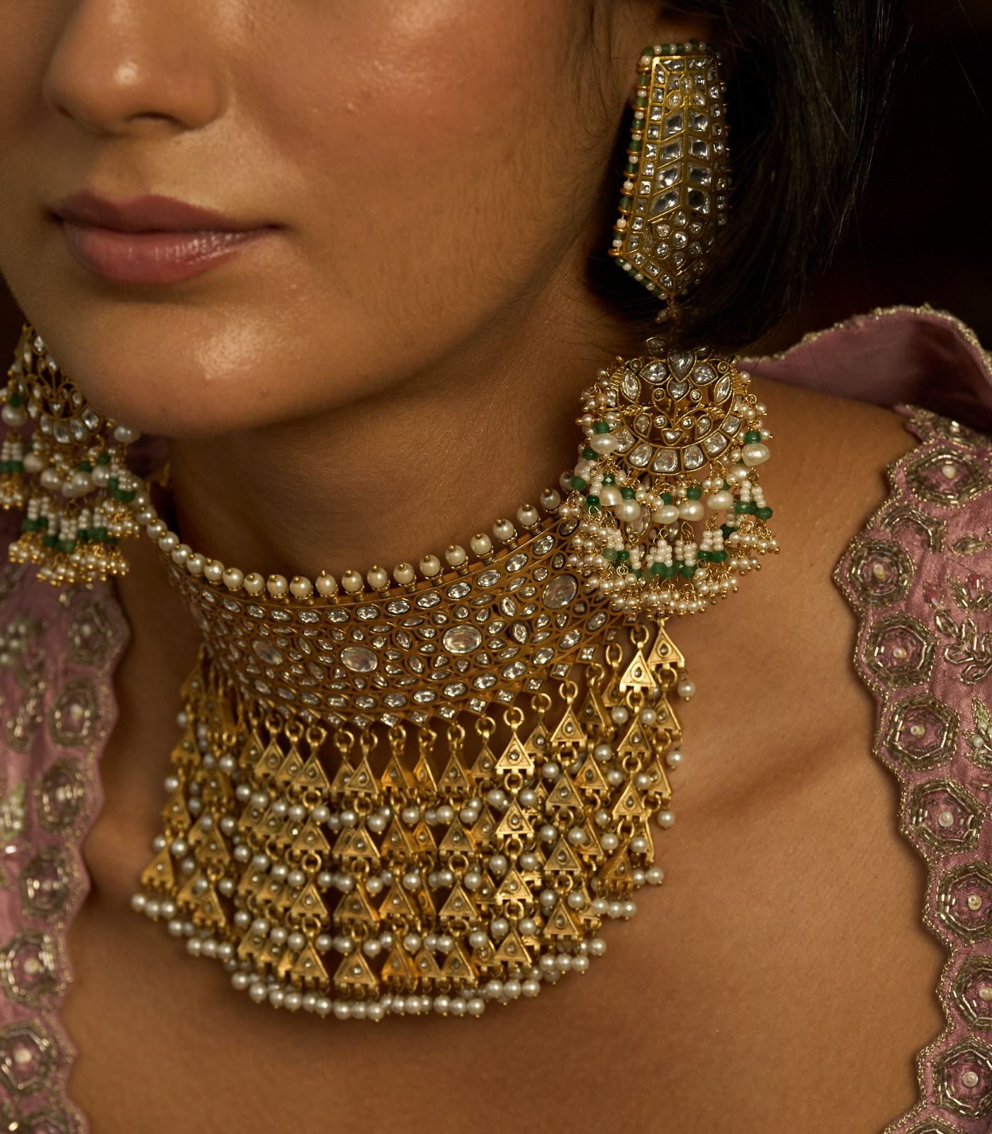 AZHA GOLD PLATED  KUNDAN CHOKER