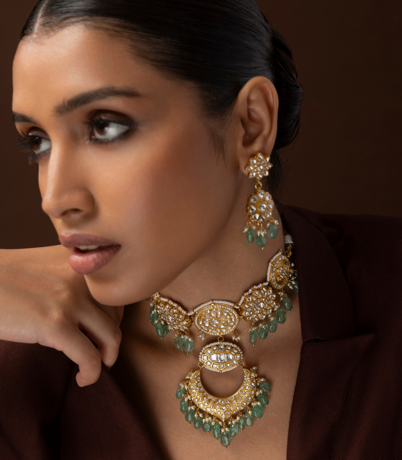 WRIDHI GREEN KUNDAN NECKLACE SET