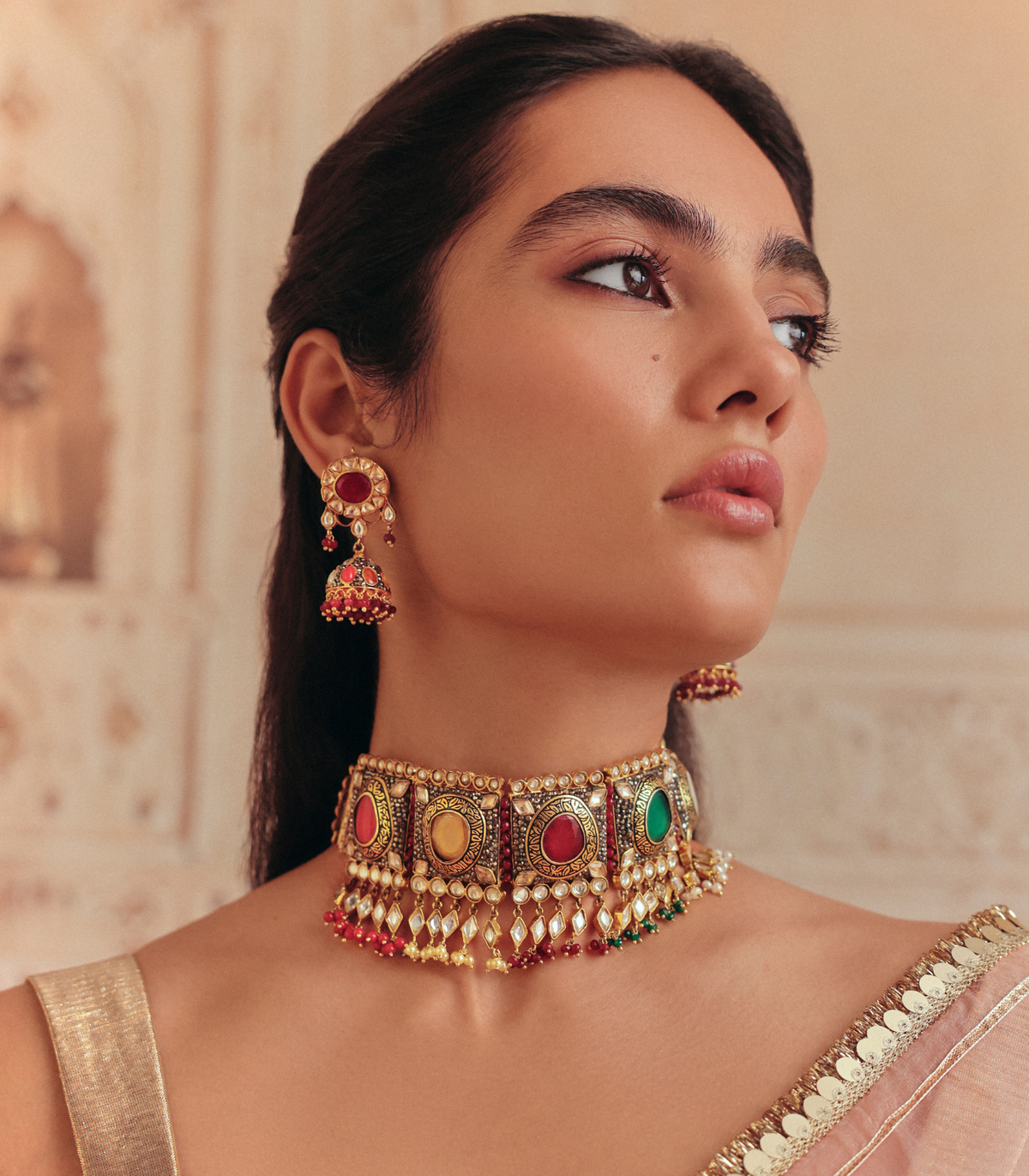 TVESHA NAVRATAN KUNDAN NECKLACE SET