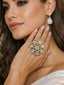 Women Gold-Plated Antique Kundan Finger Ring