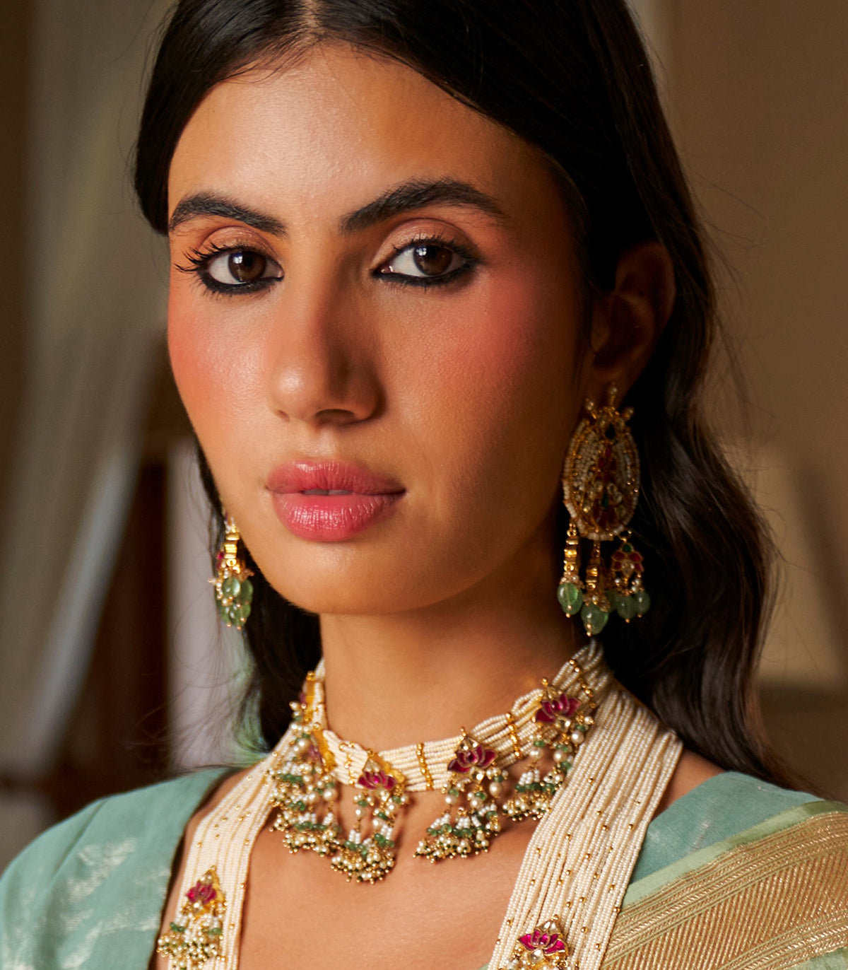 Anamika Red & Green Choker Set