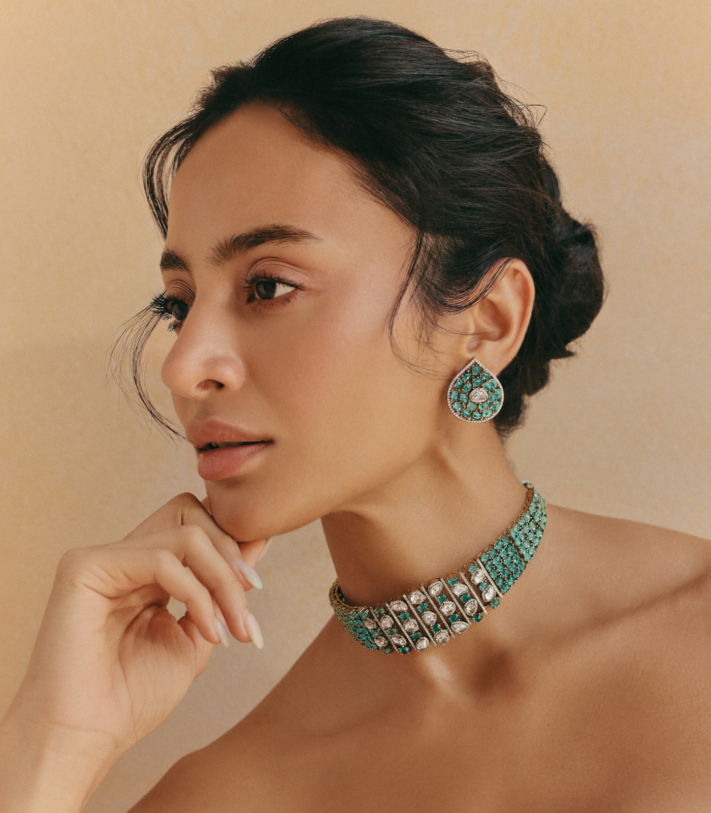 HARITA GREEN ZIRCON NECKLACE SET