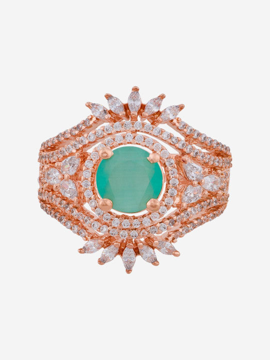 Women Rose Gold-Plated Cubic Zirconia Finger Ring