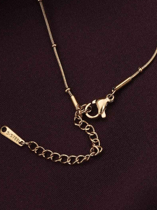 Gold-Plated Stainless Steel CZ-Stone Studded Anti-Tarnish Necklace
