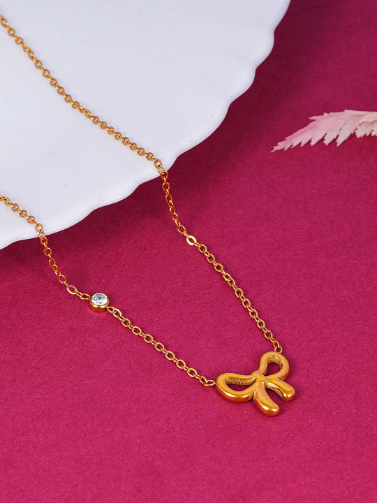 18K Gold Plated Bow Knot Waterproof & Anti-Tarnish Pendant Necklace Main image