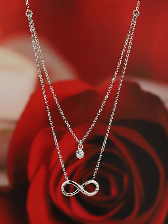 Sterling Silver with Rhodium Plated Double Chain Necklace