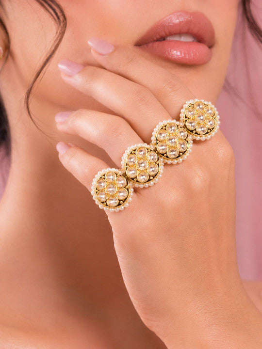Women Gold-Plated American Diamond Finger Ring
