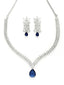 Karatcart Elegant Silver Plated Blue American Diamond Necklace Set for Women