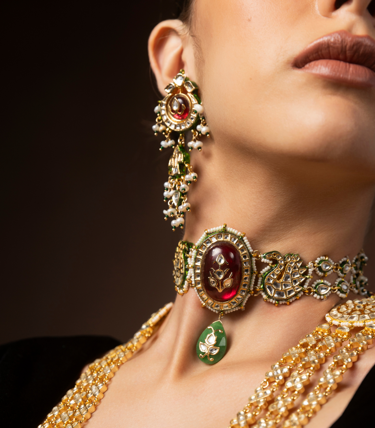 HARIKA RED KUNDAN CHOKER SET