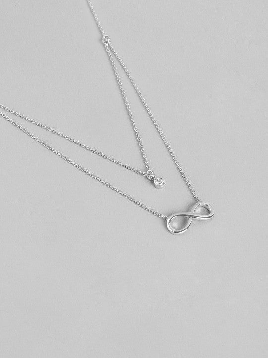Sterling Silver with Rhodium Plated Double Chain Necklace