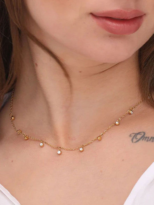Gold-Plated Stainless Steel Cubic Zirconia Stone Studded Chain Main image