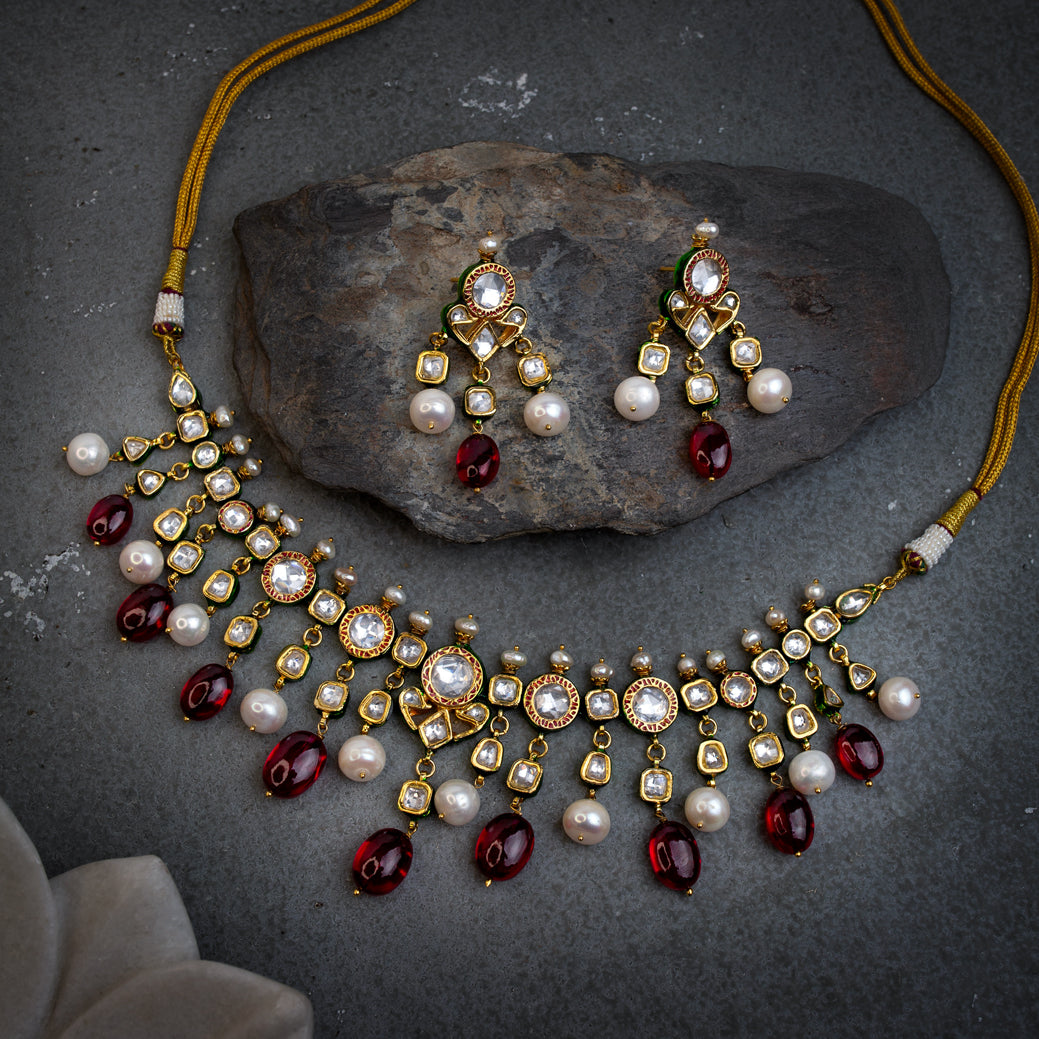 Nora Red Kundan Necklace
