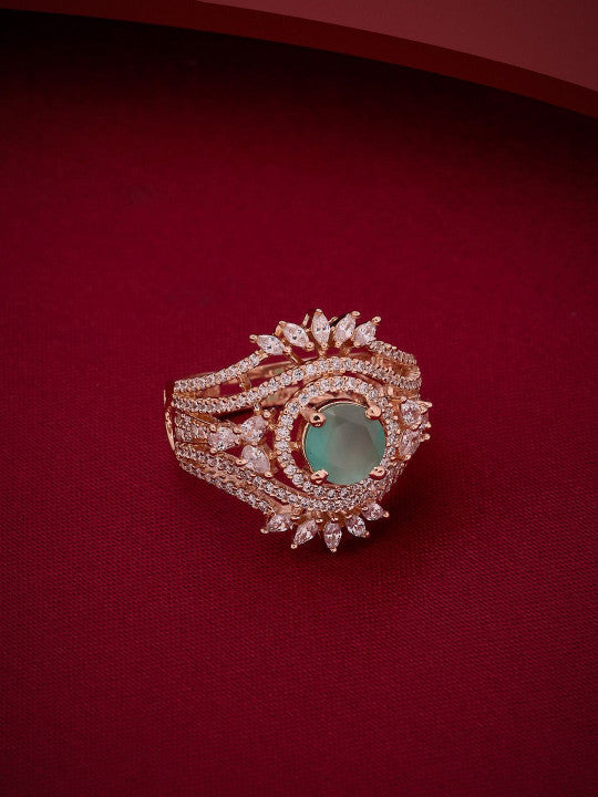 Women Rose Gold-Plated Cubic Zirconia Finger Ring