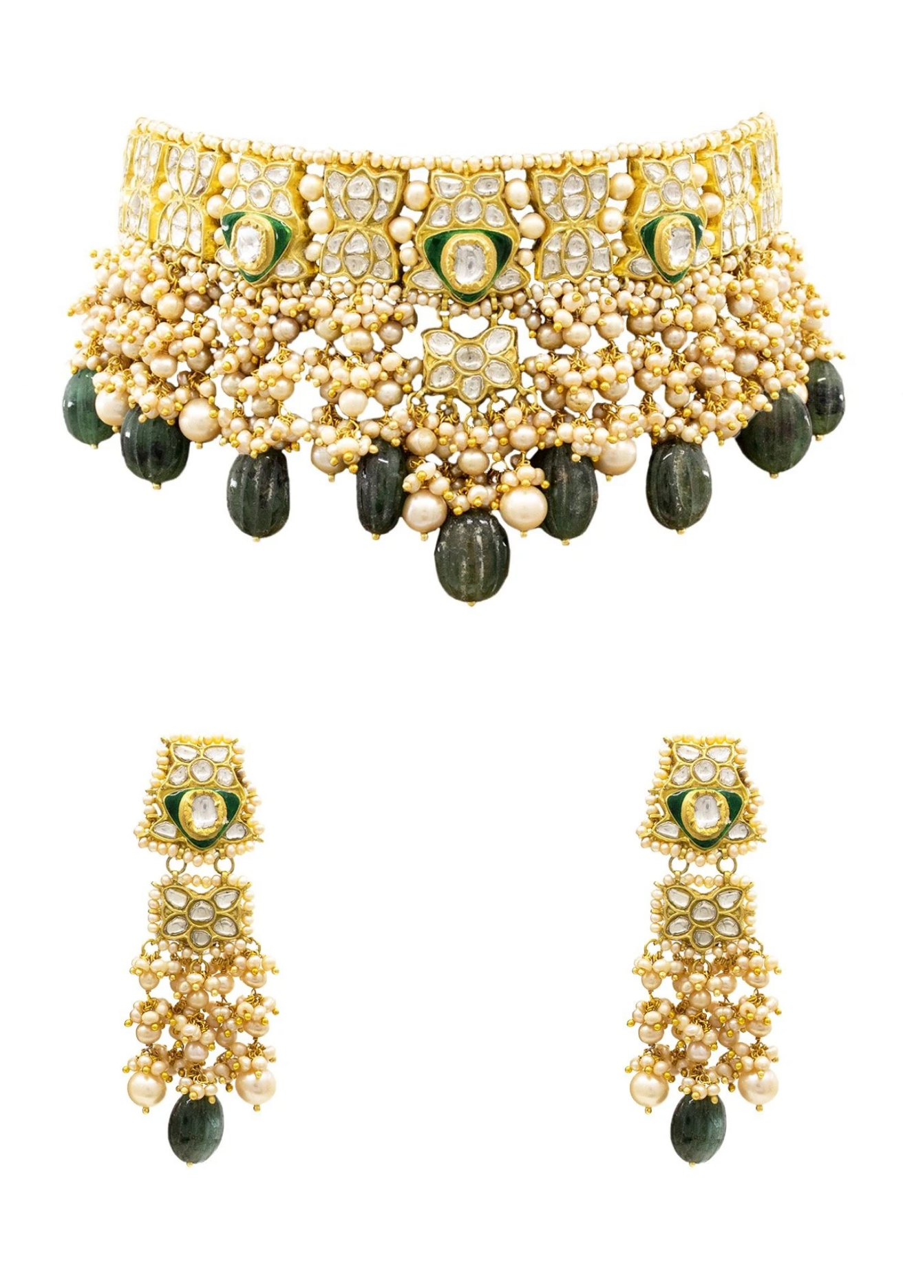 Bella Choker and Andi Earrings Polki Set