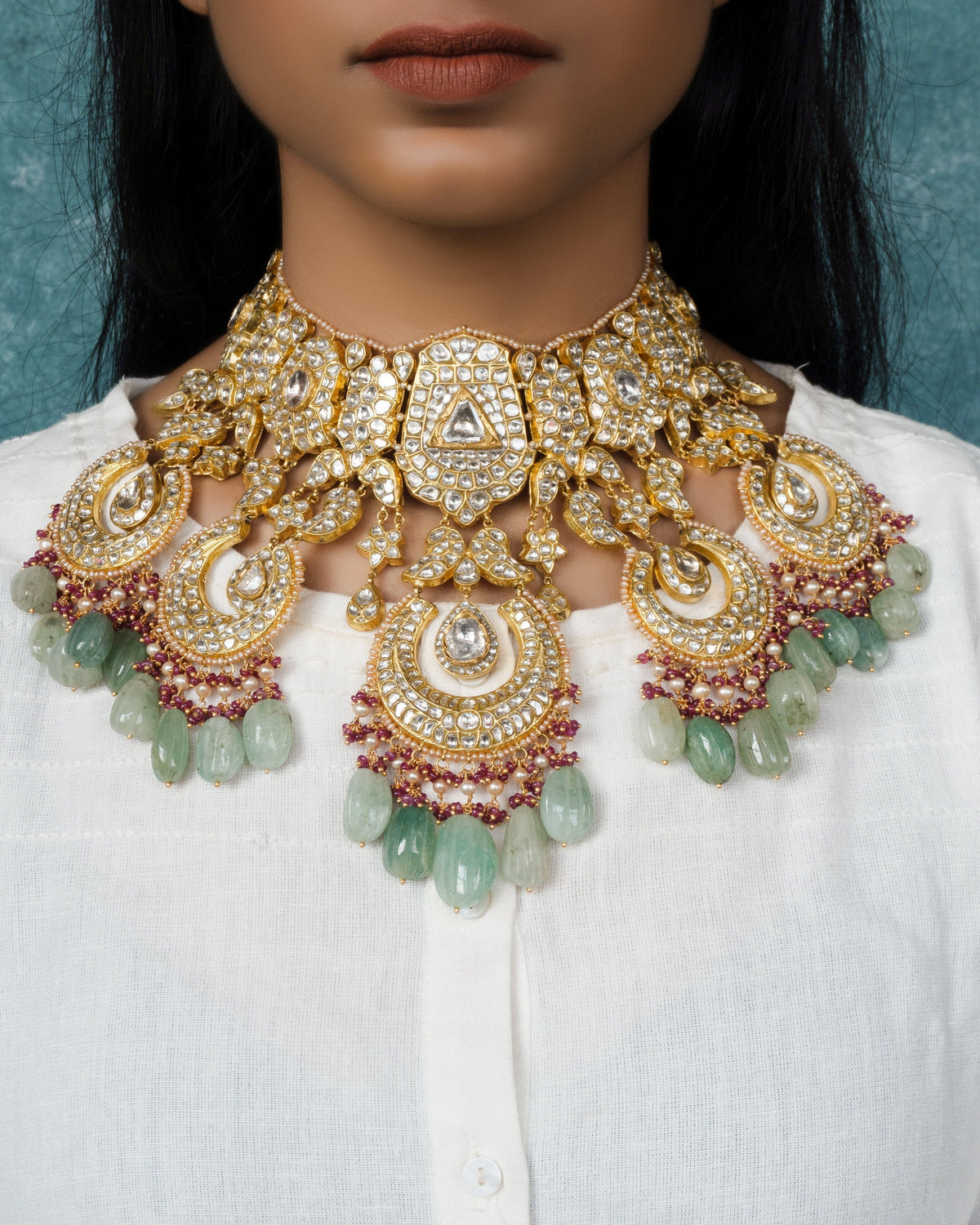 Razia Necklace And Vivi Chandbalis Polki Set Main image