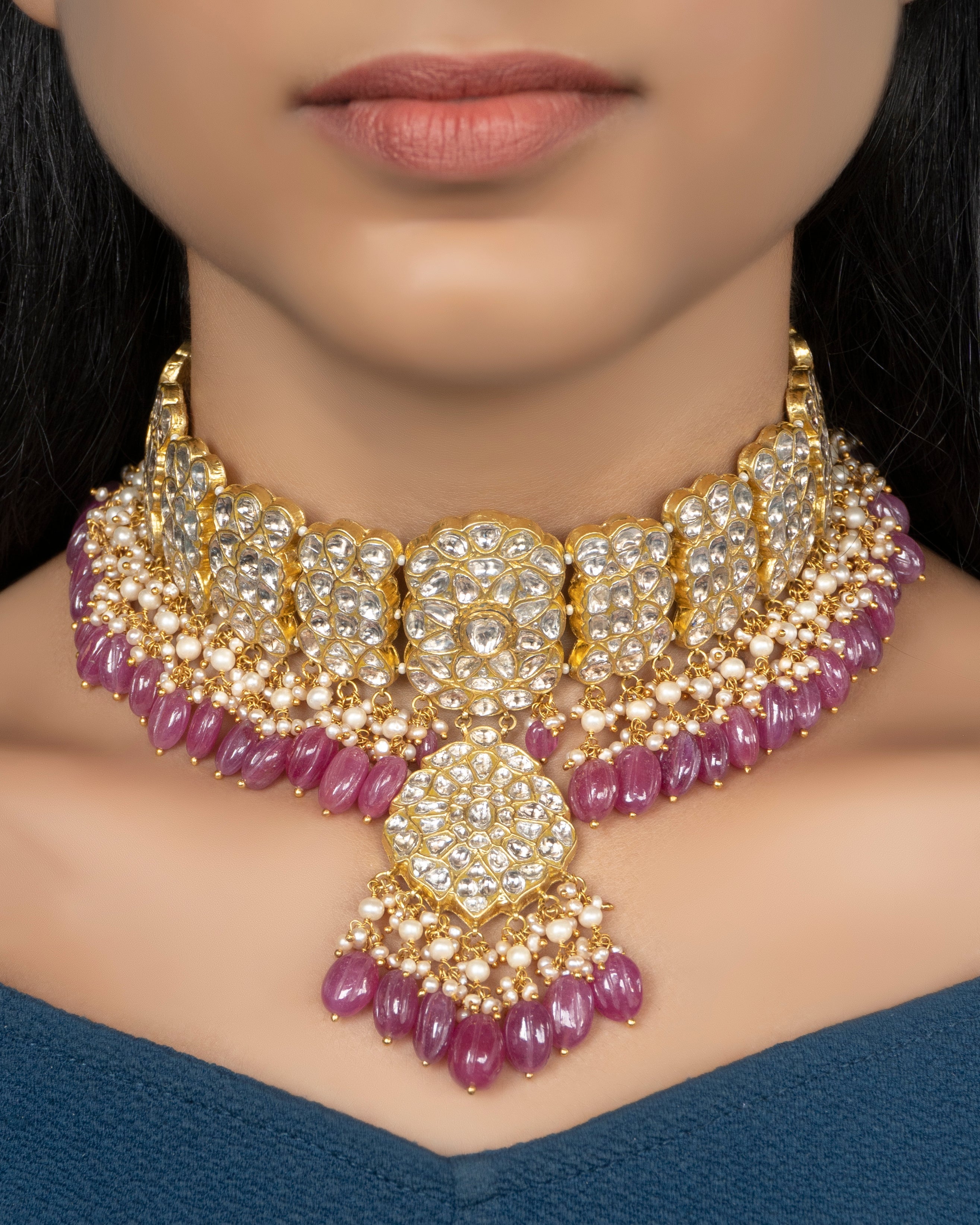 Jasnima Choker And Pratiksha Chandbalis Polki Set