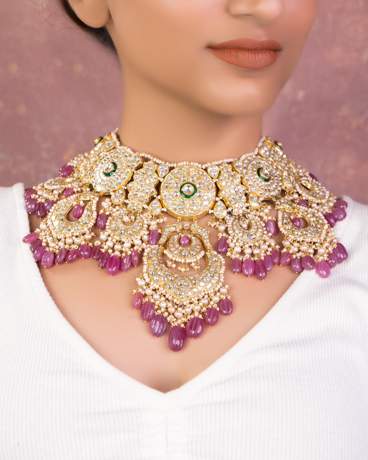 Srishti Necklace And Olisah Chandbalis Polki Set Main image