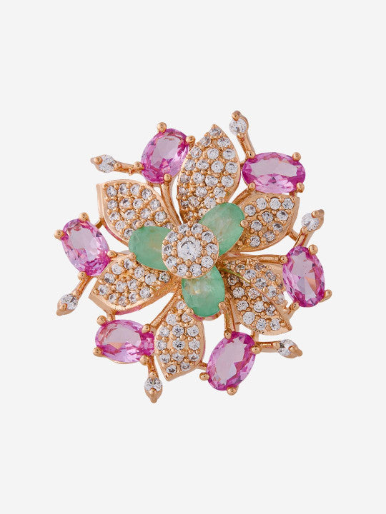 Women Gold-Plated Cubic Zirconia Finger Ring Secondary image