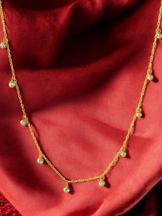 Gold-Plated Stainless Steel Cubic Zirconia Stone Studded Chain Secondary image