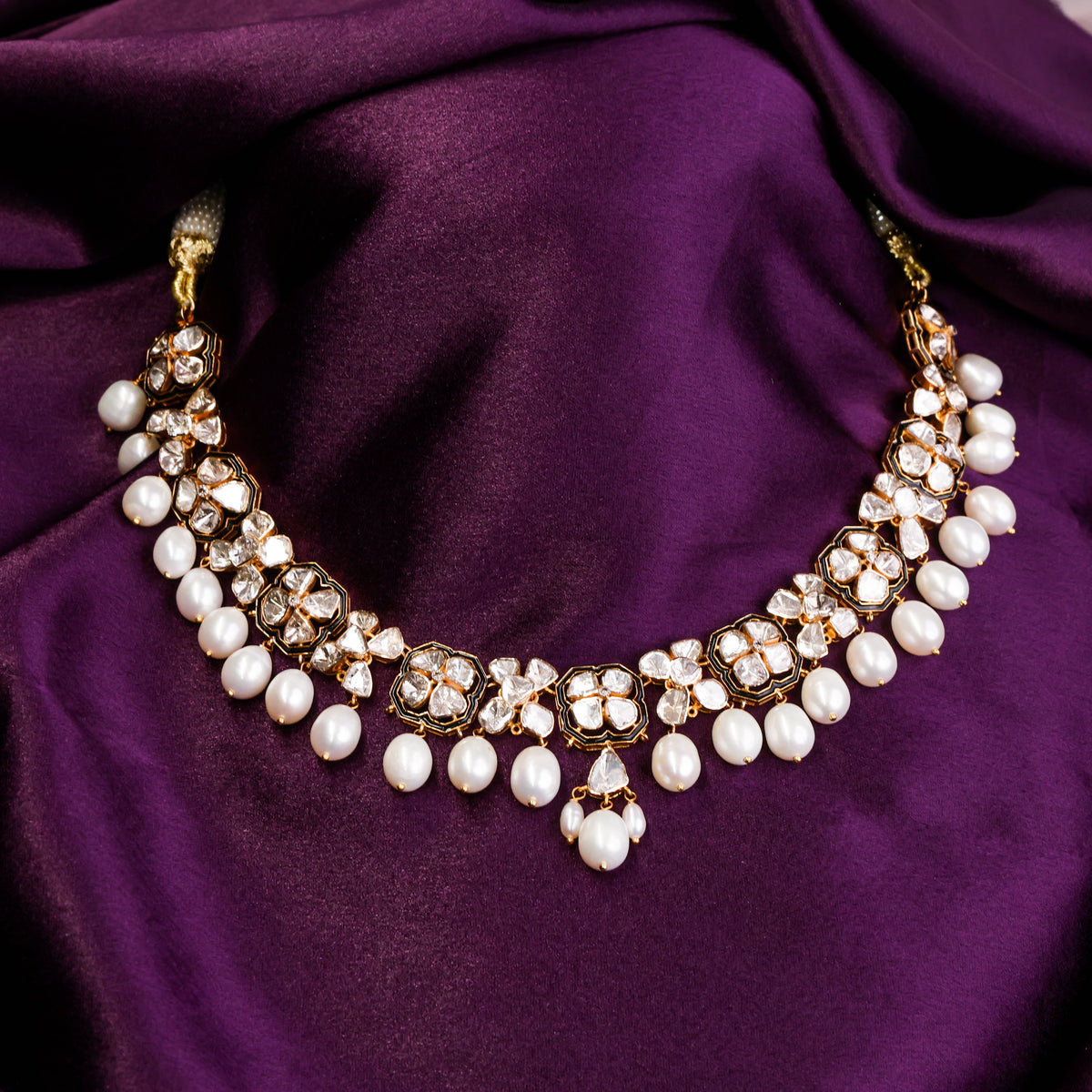 Pearlina Polki And Diamond Necklace
