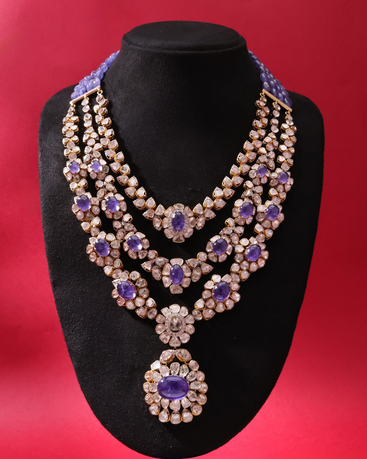 Jeena Polki And Diamond Long Necklace