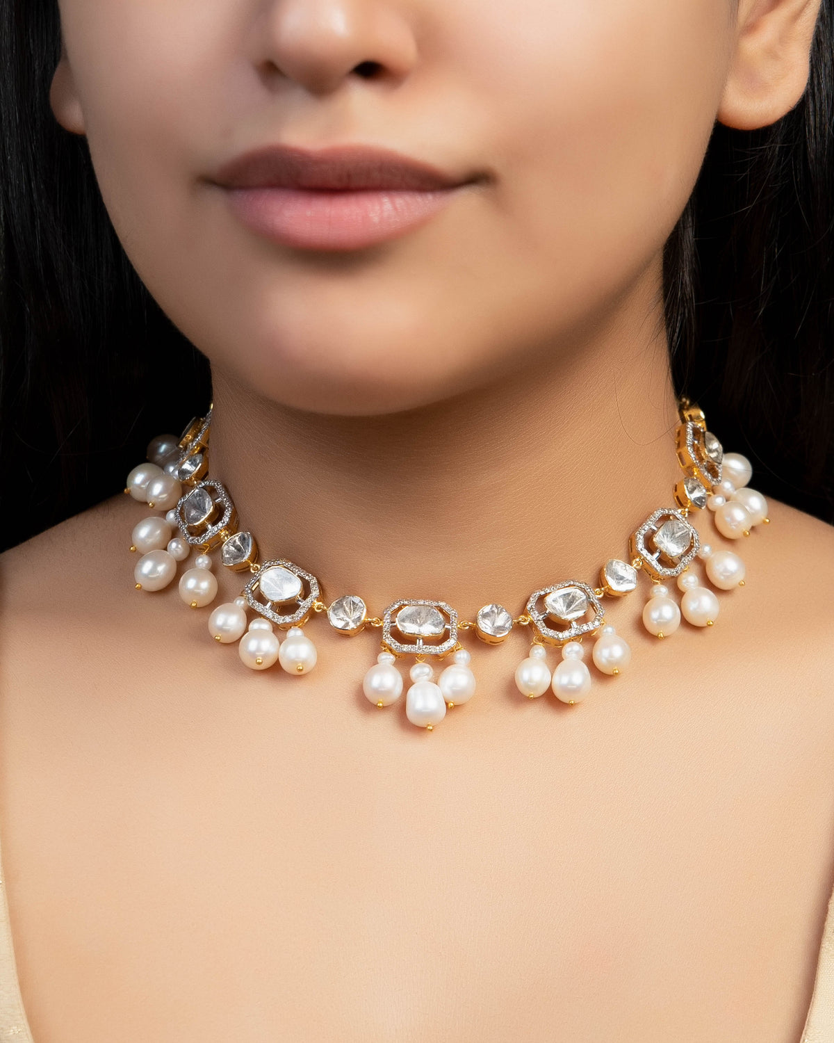 Shreya Choker And Olivia Long Earrings Polki And Diamond Set Main image
