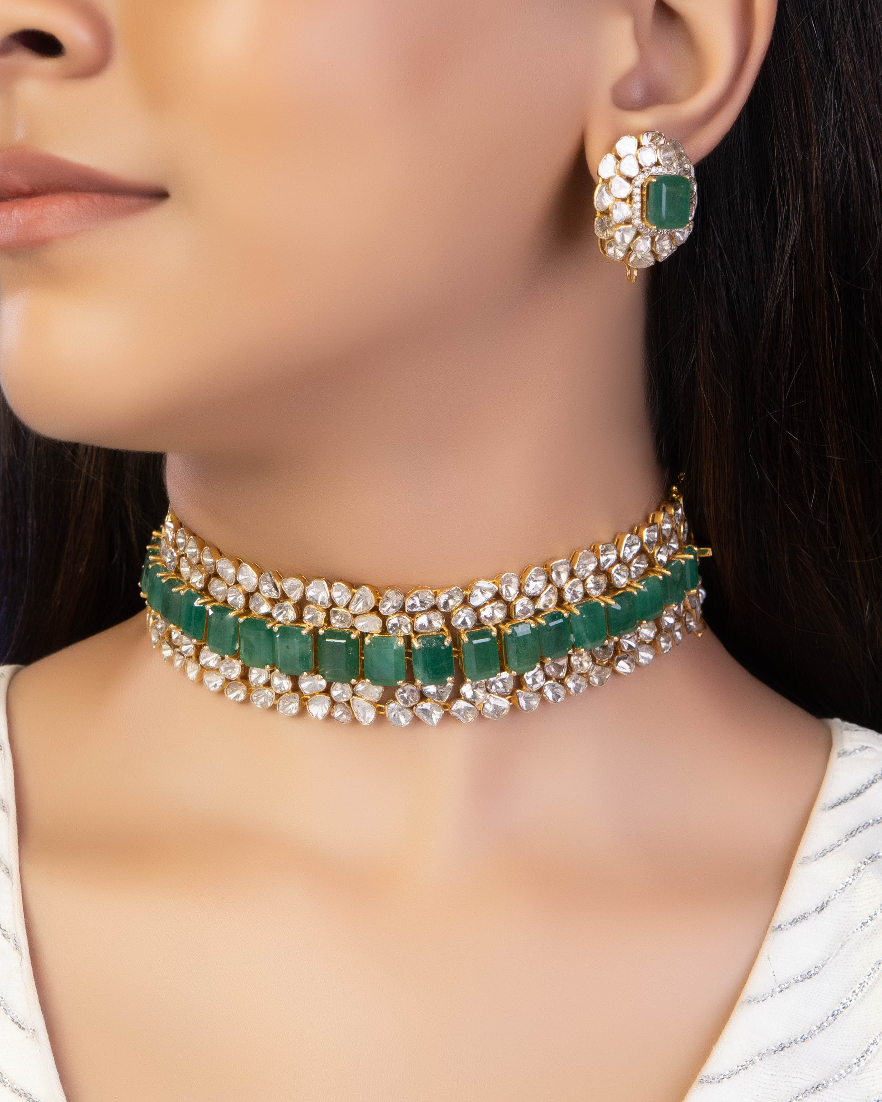 Vantasha Choker And Akrutika Tops Polki And Diamond Set