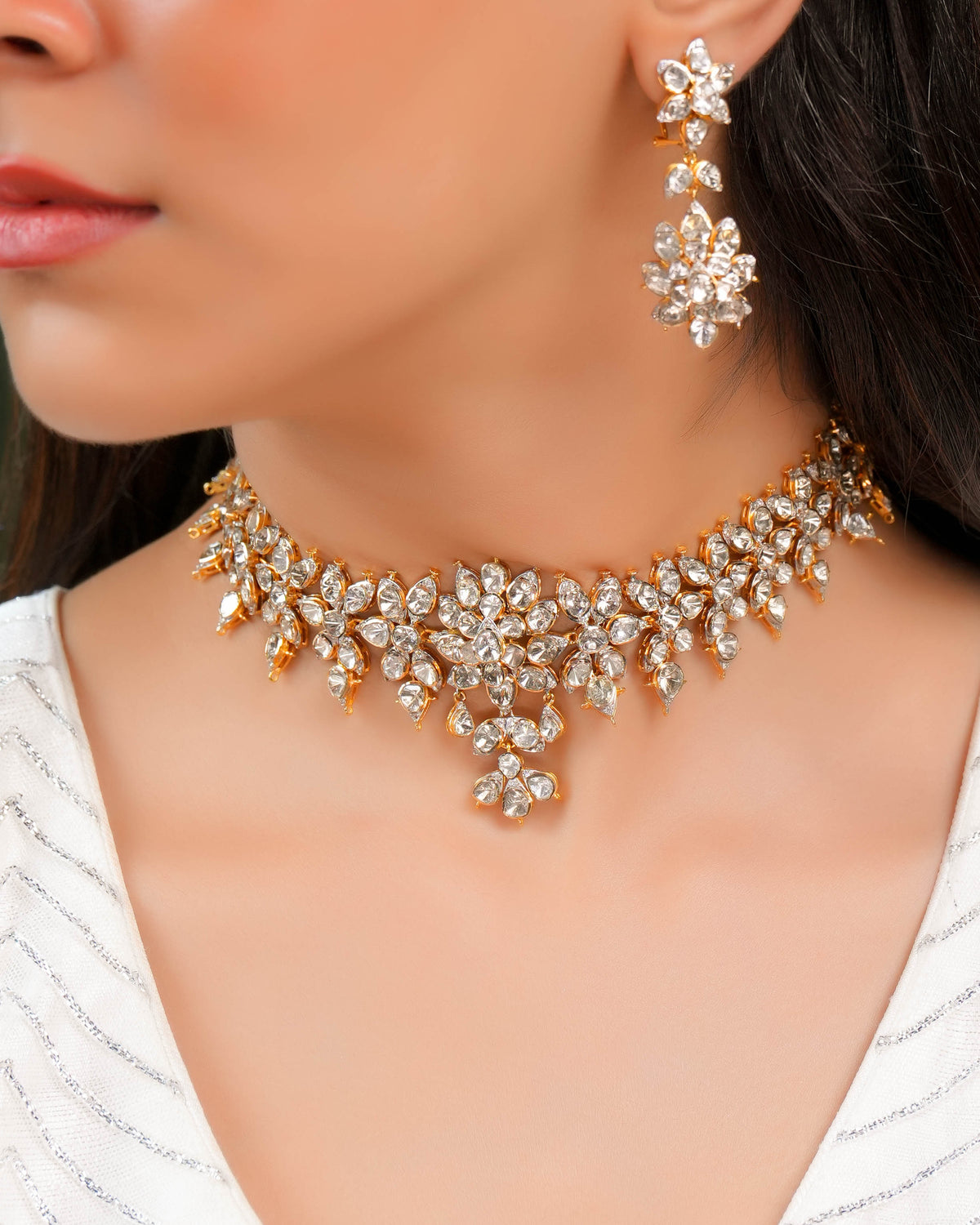 Zavera Polki And Diamond Necklace