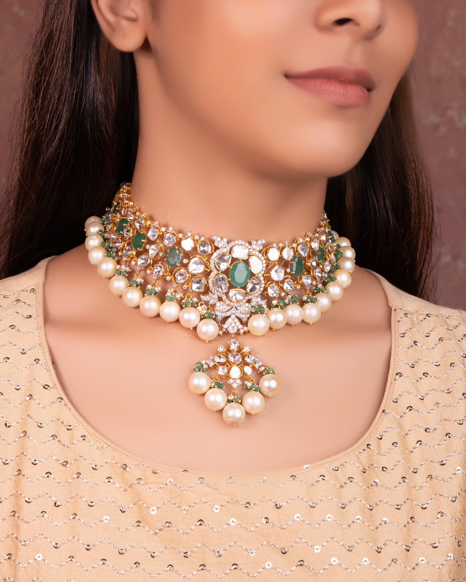 Sikha Polki And Diamond Necklace