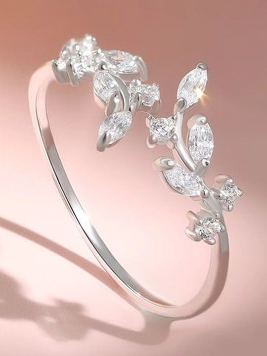 Sterling Silver Rhodium-Plated Cubic Zirconia Finger Ring