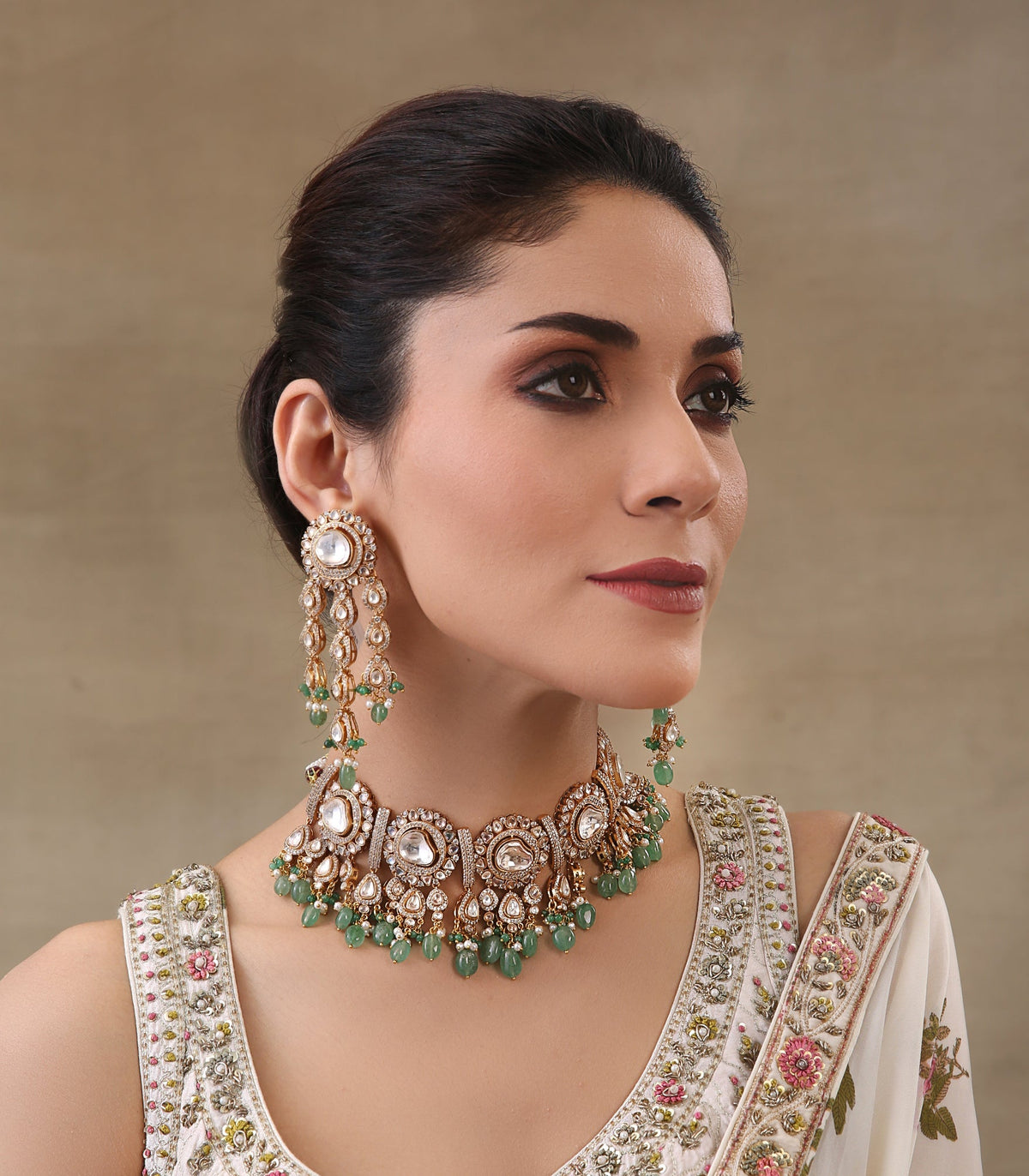 LAVANYA ANTIQUE GREEN POLKI CHOKER SET