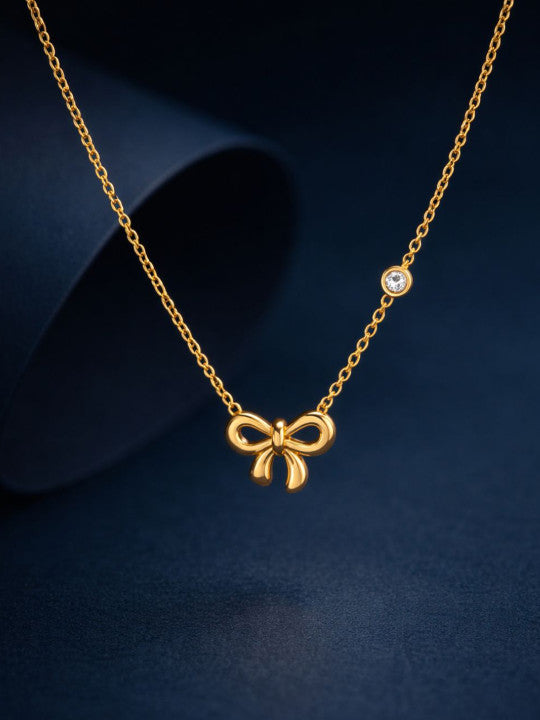 18K Gold Plated Bow Knot Waterproof & Anti-Tarnish Pendant Necklace