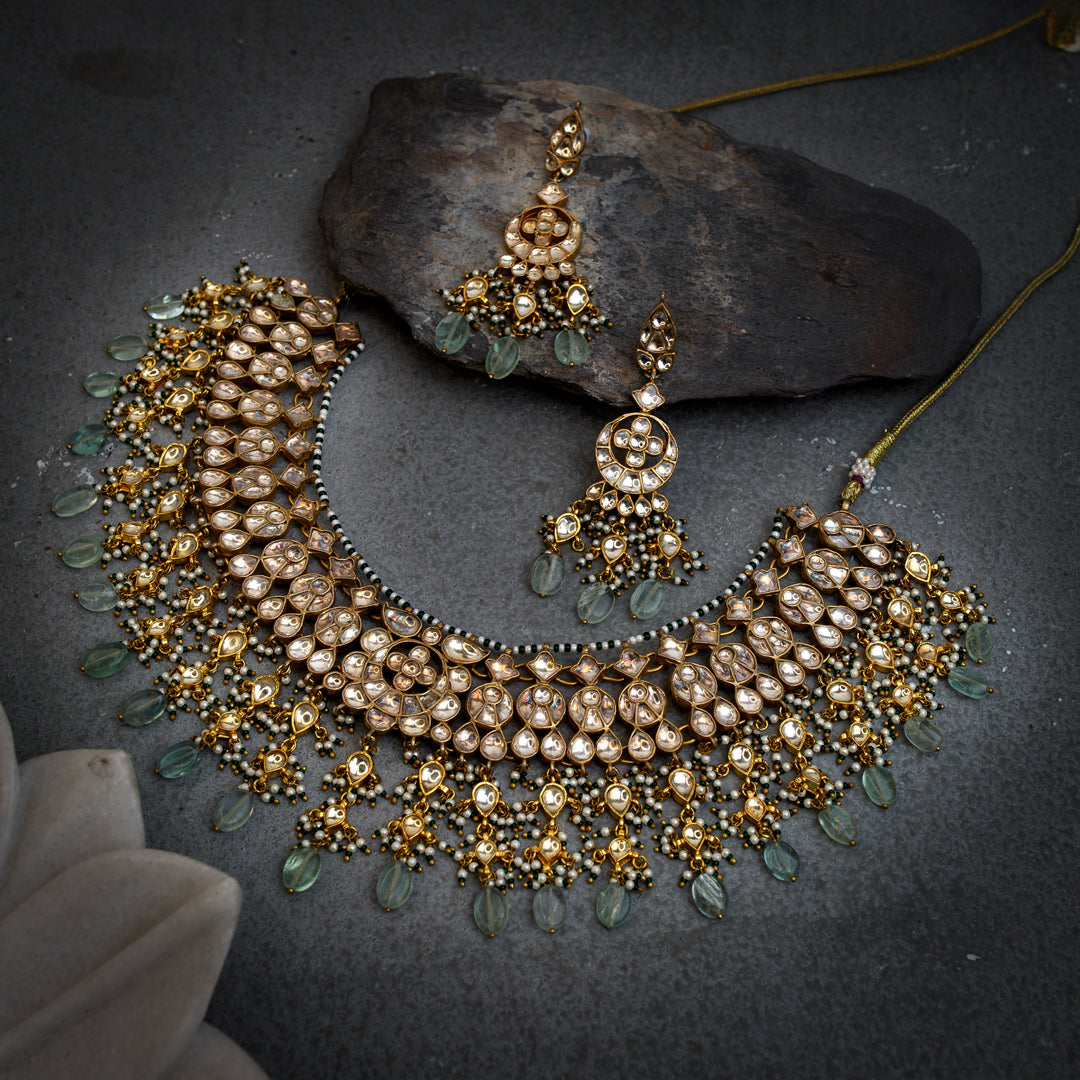 Roqa Mint Green Kundan Necklace