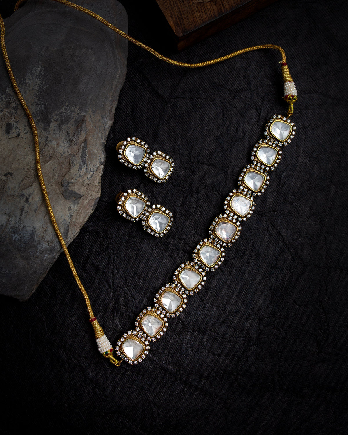 Zoha Moissanite Polki Necklace Set