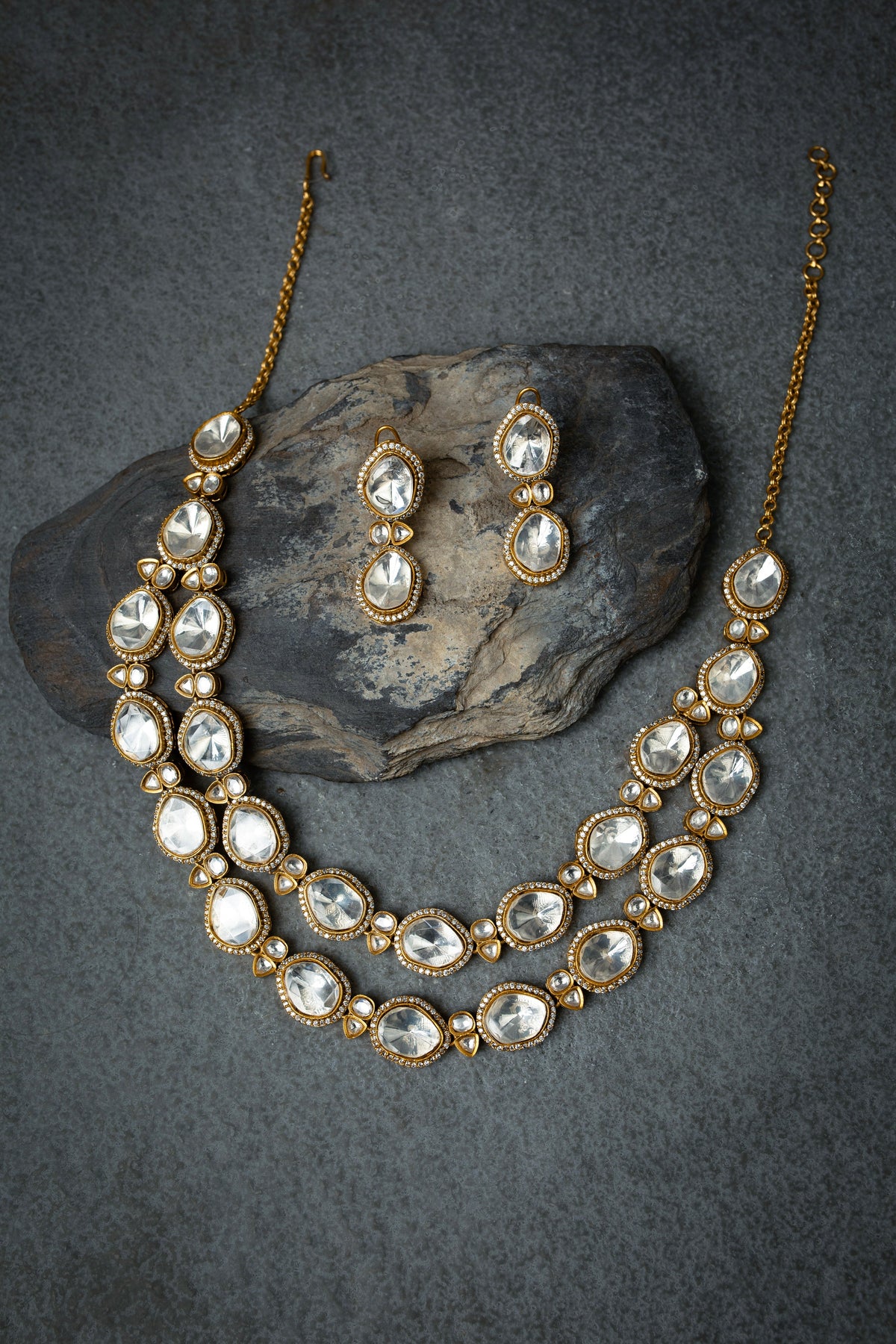 Silver Plated Crystal Maharani Set