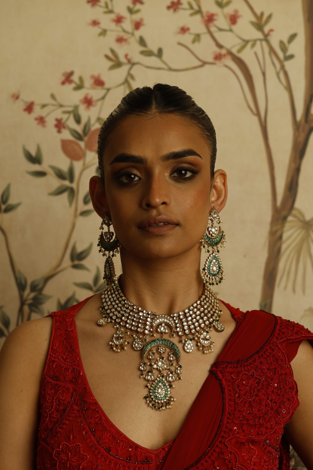 Sahyaadri Green Kundan Necklace Set